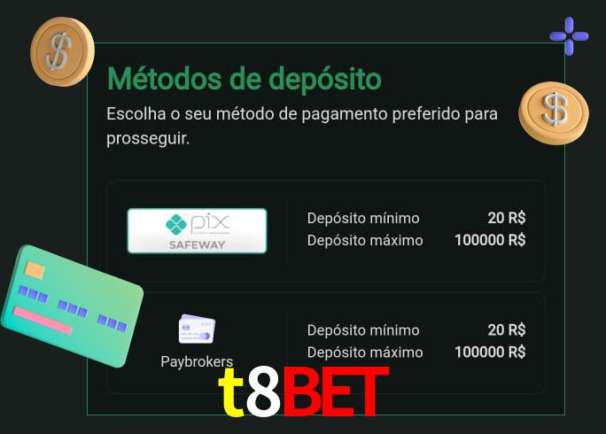 O cassino t8bet oferece uma grande variedade de métodos de pagamento